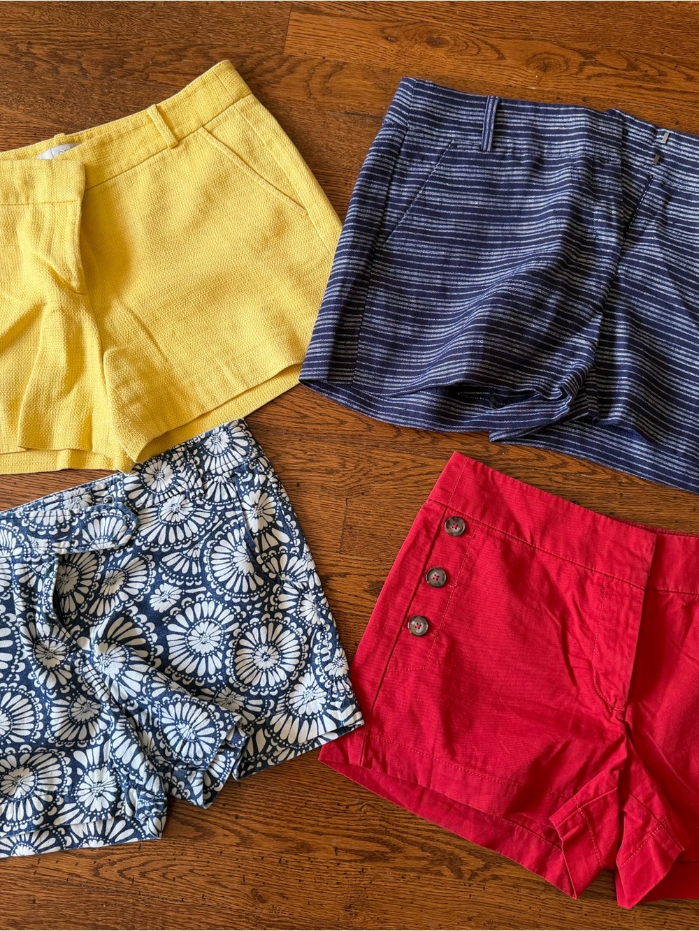 LOFT Yellow, Navy Stripe, Floral Navy/White & Red Shorts Quartet